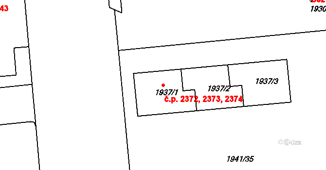 Ústí nad Labem-centrum 2372,2373,2374, Ústí nad Labem na parcele st. 1937/1 v KÚ Ústí nad Labem, Katastrální mapa