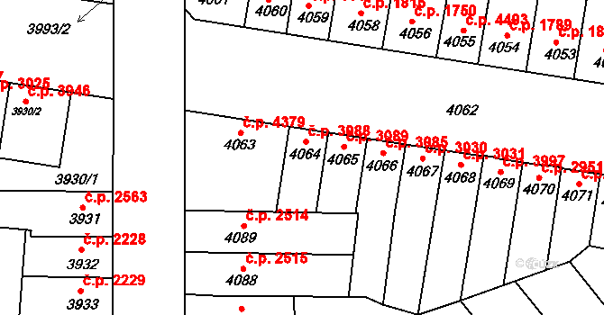 Židenice 3088, Brno na parcele st. 4064 v KÚ Židenice, Katastrální mapa