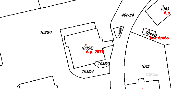 Dejvice 2075, Praha na parcele st. 1036/2 v KÚ Dejvice, Katastrální mapa