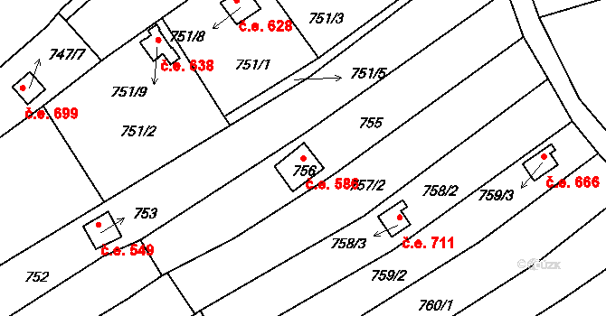 Ostopovice 586, Katastrální mapa