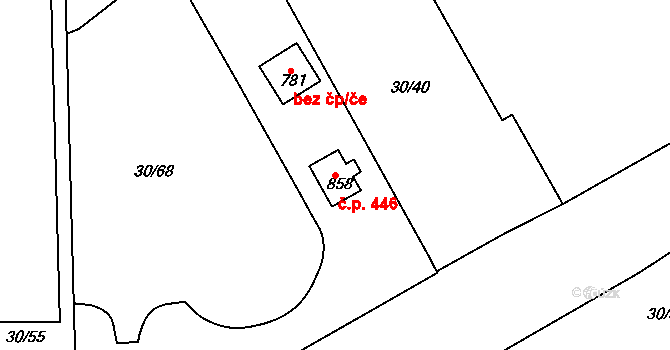 Přerov II-Předmostí 446, Přerov na parcele st. 858 v KÚ Předmostí, Katastrální mapa