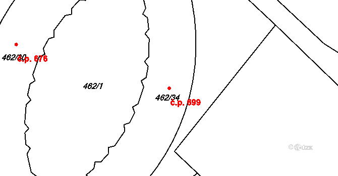 Jedovnice 699 na parcele st. 462/34 v KÚ Jedovnice, Katastrální mapa