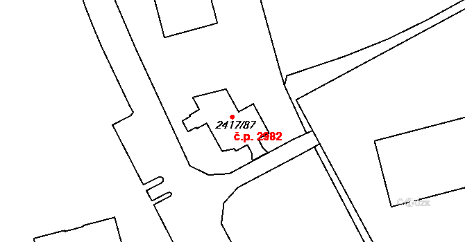Hranice 2982, Karviná na parcele st. 2417/87 v KÚ Karviná-město, Katastrální mapa