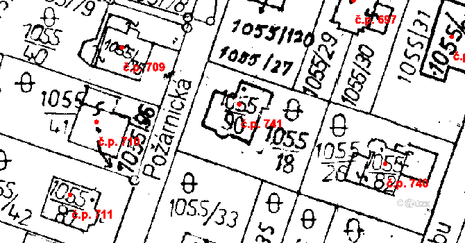 Rychnov u Jablonce nad Nisou 741 na parcele st. 1055/90 v KÚ Rychnov u Jablonce nad Nisou, Katastrální mapa