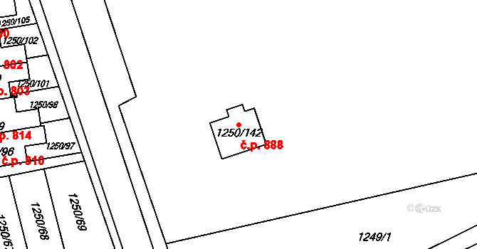 Bolatice 888 na parcele st. 1250/142 v KÚ Bolatice, Katastrální mapa