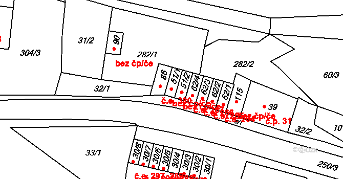 Chanov 272, Obrnice na parcele st. 51/1 v KÚ Chanov, Katastrální mapa