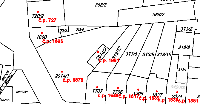 Žatec 1991 na parcele st. 2014/2 v KÚ Žatec, Katastrální mapa