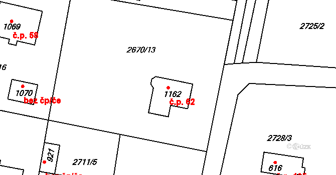 Městečko 62, Nespeky na parcele st. 1162 v KÚ Nespeky, Katastrální mapa