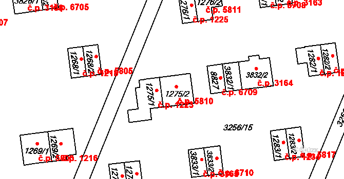 Zlín 5810 na parcele st. 1275/2 v KÚ Zlín, Katastrální mapa