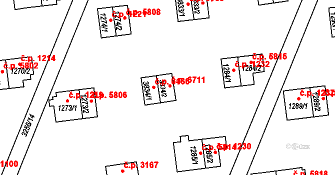 Zlín 6711 na parcele st. 3834/2 v KÚ Zlín, Katastrální mapa