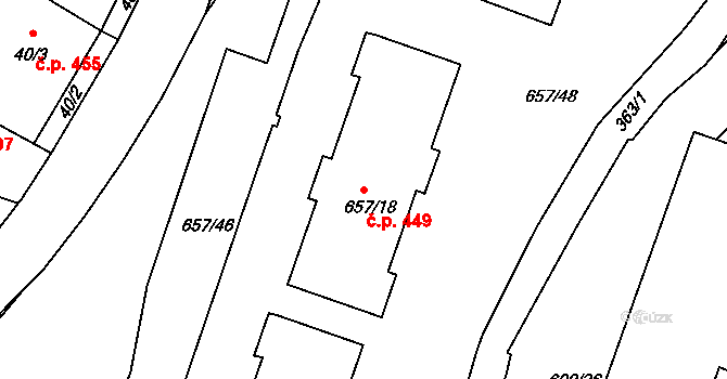 Pokratice 449, Litoměřice na parcele st. 657/18 v KÚ Pokratice, Katastrální mapa