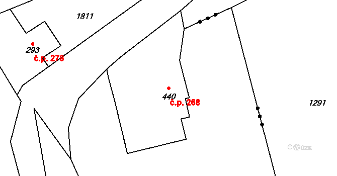 Rybníčky 268, Skuhrov nad Bělou na parcele st. 440 v KÚ Skuhrov nad Bělou, Katastrální mapa