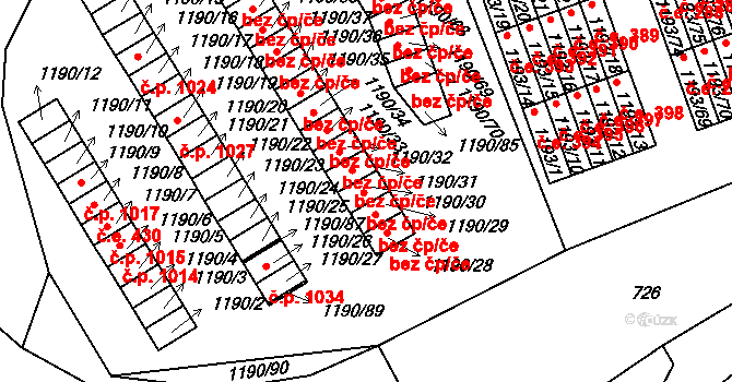 Bechyně 467 na parcele st. 1190/30 v KÚ Bechyně, Katastrální mapa