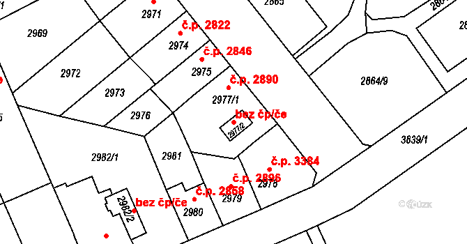 Chomutov 49537083 na parcele st. 2977/2 v KÚ Chomutov II, Katastrální mapa