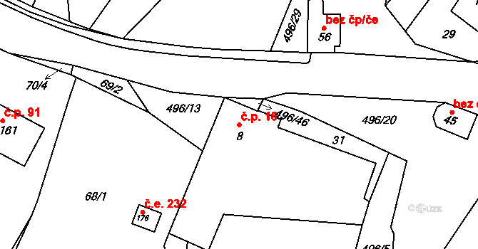 Trpišov 16, Slatiňany na parcele st. 8 v KÚ Trpišov, Katastrální mapa
