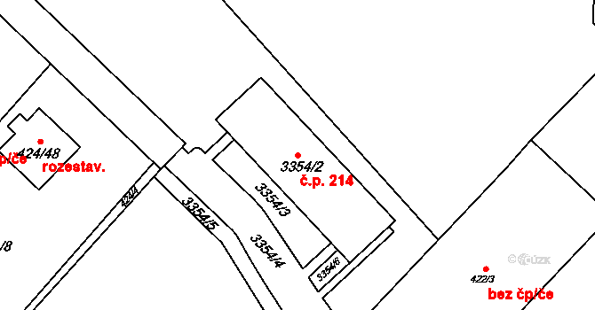 Lechovice 214 na parcele st. 3354/2 v KÚ Lechovice, Katastrální mapa