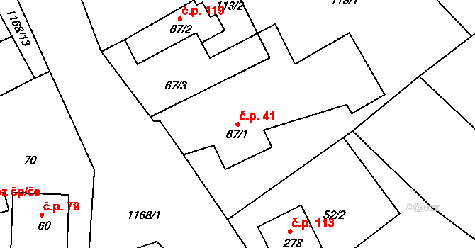 Chromeč 41 na parcele st. 67/1 v KÚ Chromeč, Katastrální mapa