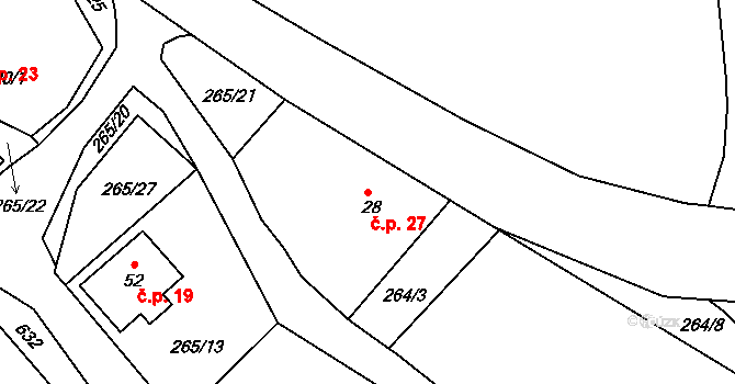 Dolní Nakvasovice 27, Bušanovice na parcele st. 28 v KÚ Dolní Nakvasovice, Katastrální mapa