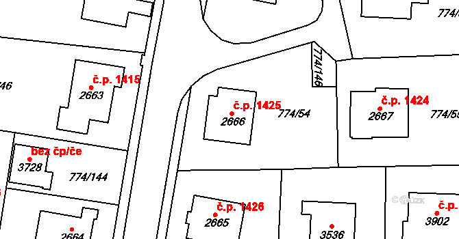 Humpolec 1425 na parcele st. 2666 v KÚ Humpolec, Katastrální mapa