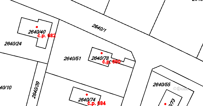 Mimoň I 690, Mimoň na parcele st. 2640/78 v KÚ Mimoň, Katastrální mapa