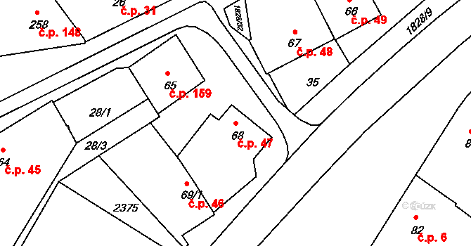 Dobrotice 47, Holešov na parcele st. 68 v KÚ Dobrotice, Katastrální mapa