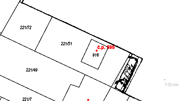 Chotěšov 595 na parcele st. 916 v KÚ Chotěšov, Katastrální mapa