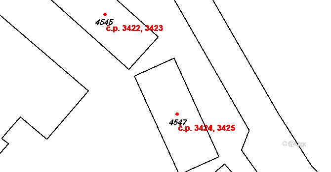 Jablonec nad Nisou 3424,3425 na parcele st. 4547 v KÚ Jablonec nad Nisou, Katastrální mapa