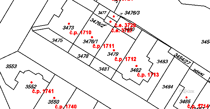 Jihlava 1712 na parcele st. 3479 v KÚ Jihlava, Katastrální mapa