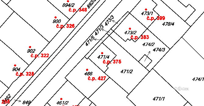 Čejč 375 na parcele st. 471/4 v KÚ Čejč, Katastrální mapa
