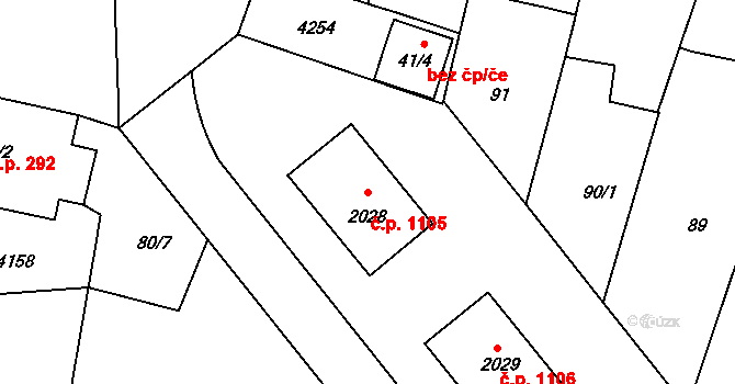 Kyjov 1105 na parcele st. 2028 v KÚ Kyjov, Katastrální mapa
