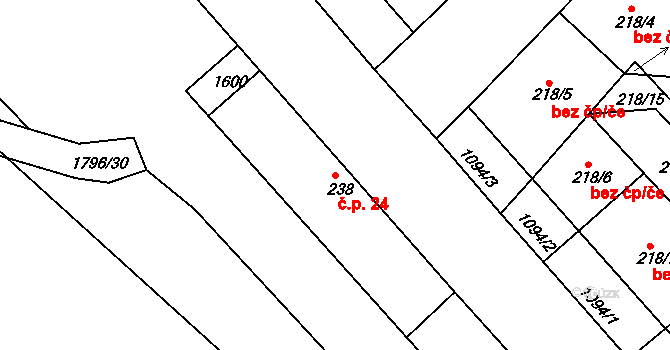 Sedmihorky 24, Karlovice na parcele st. 238 v KÚ Karlovice, Katastrální mapa
