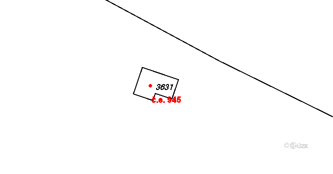 Ostravice 945 na parcele st. 3631 v KÚ Staré Hamry 2, Katastrální mapa