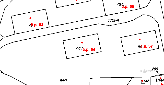 Sytno 54 na parcele st. 77/1 v KÚ Sytno, Katastrální mapa