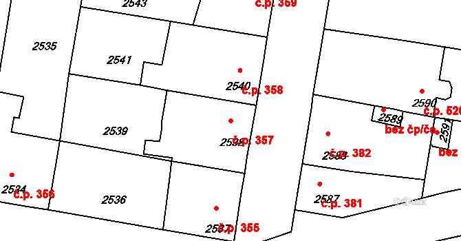 Mimoň I 357, Mimoň na parcele st. 2538 v KÚ Mimoň, Katastrální mapa