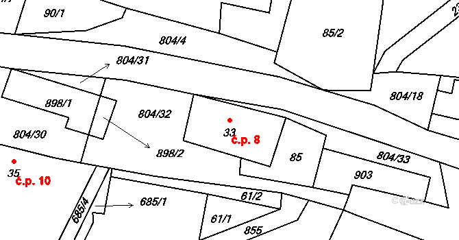 Mukařov 8, Lovečkovice na parcele st. 33 v KÚ Mukařov u Úštěku, Katastrální mapa
