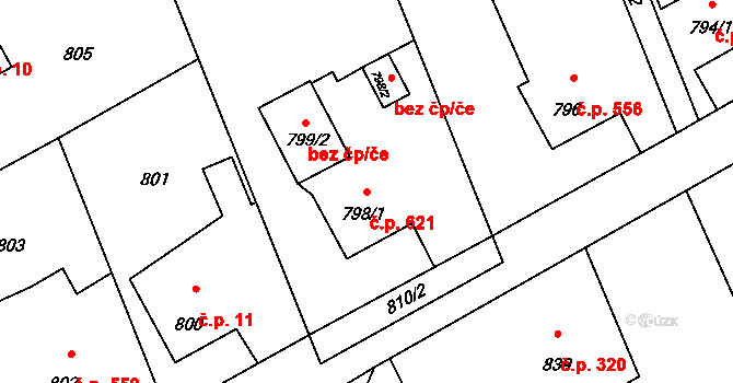 Lutyně 621, Orlová na parcele st. 798/1 v KÚ Horní Lutyně, Katastrální mapa