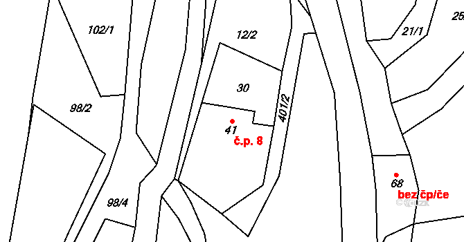 Řikovice 8, Morašice na parcele st. 41 v KÚ Řikovice u Litomyšle, Katastrální mapa