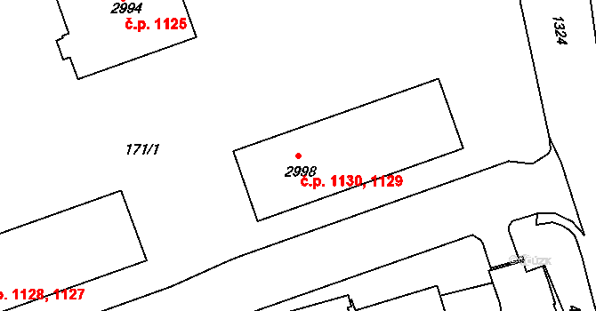 Strakonice I 1129,1130, Strakonice na parcele st. 2998 v KÚ Strakonice, Katastrální mapa