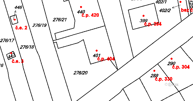 Černčice 404 na parcele st. 401 v KÚ Černčice u Loun, Katastrální mapa