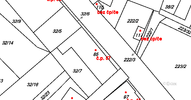 Sázava 57, Nový Rychnov na parcele st. 85 v KÚ Sázava pod Křemešníkem, Katastrální mapa