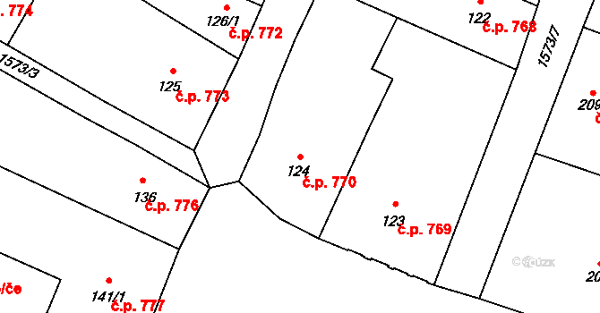 Litovel 770 na parcele st. 124 v KÚ Litovel, Katastrální mapa