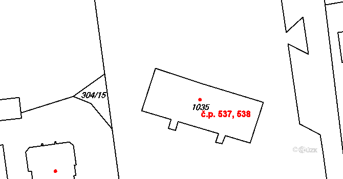 Úšovice 537,538, Mariánské Lázně na parcele st. 1035 v KÚ Úšovice, Katastrální mapa