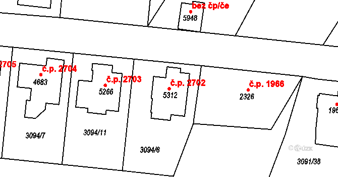 Dvůr Králové nad Labem 2702 na parcele st. 5312 v KÚ Dvůr Králové nad Labem, Katastrální mapa