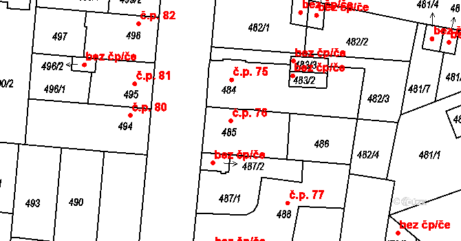 České Budějovice 4 76, České Budějovice na parcele st. 485 v KÚ České Budějovice 4, Katastrální mapa
