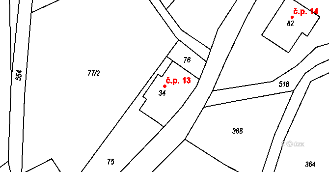 Dolní Albeřice 13, Horní Maršov na parcele st. 34 v KÚ Dolní Albeřice, Katastrální mapa