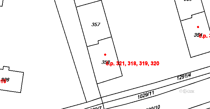 Hylváty 318,319,320,321, Ústí nad Orlicí na parcele st. 358 v KÚ Hylváty, Katastrální mapa