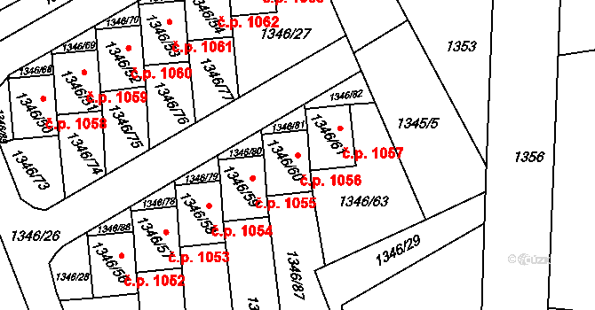 Šluknov 1056 na parcele st. 1346/60 v KÚ Šluknov, Katastrální mapa