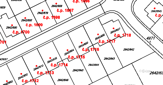 Kuřim 1716 na parcele st. 2642/859 v KÚ Kuřim, Katastrální mapa