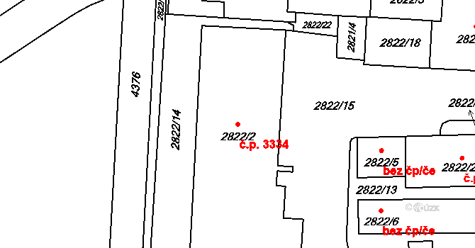 Kravaře 3334 na parcele st. 2822/2 v KÚ Kravaře ve Slezsku, Katastrální mapa