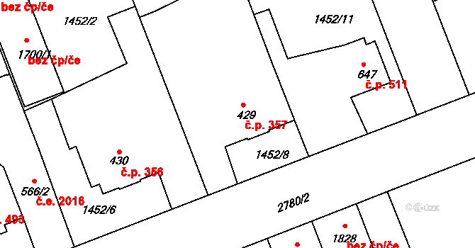 Horažďovice 357 na parcele st. 429 v KÚ Horažďovice, Katastrální mapa